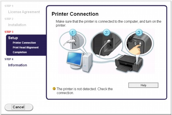 figure: Printer Connection screen